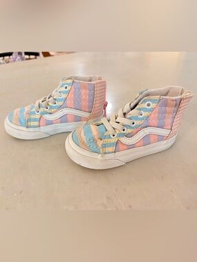 Vans Kids High-Top Sneakers in Pastel Pink, Blue & Purple